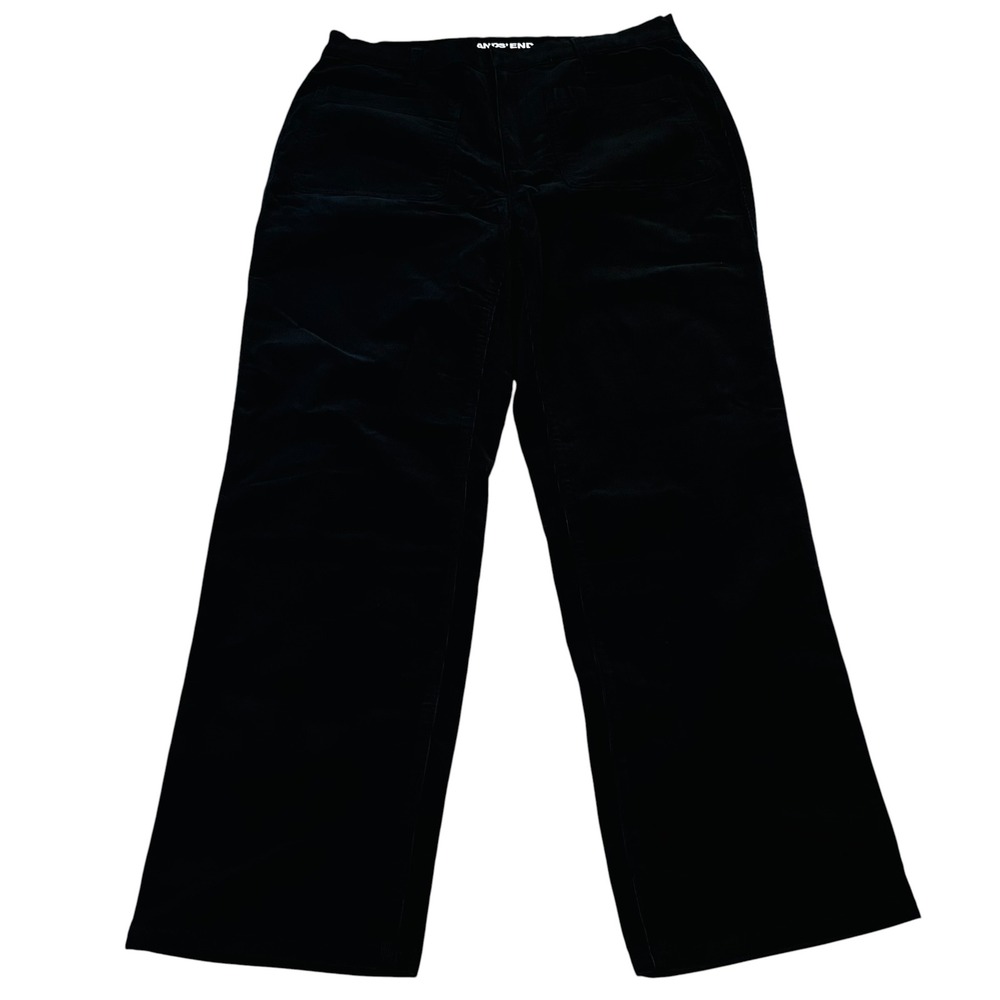 Lands' End Black Corduroy Pants Size 14P Stretch Straight‎ Leg Career Casual